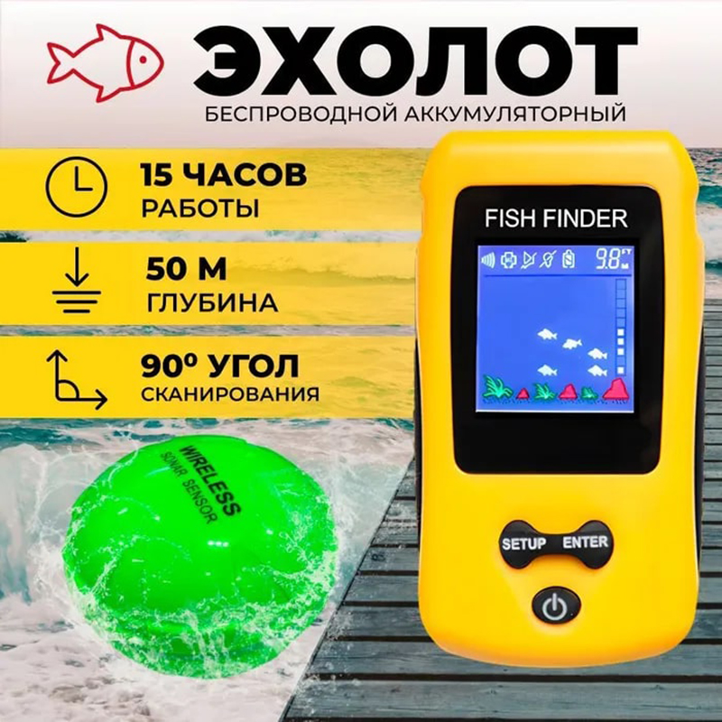 Fish Finder Transducer - Nuovo Ecoscandaglio Wireless Colorato, Sensore Sonar